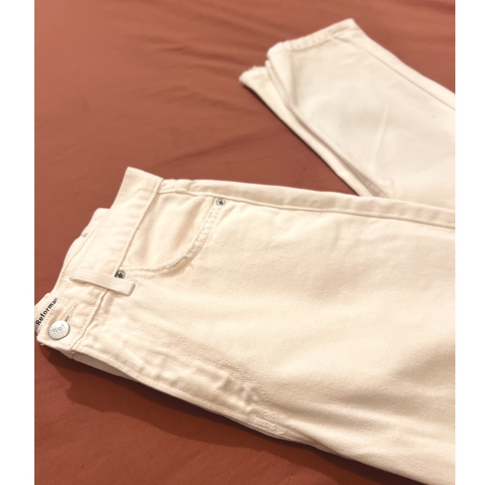 Reformation High-Rise White Ivory Julia Destroyed Jeans - Picture 15 of 16